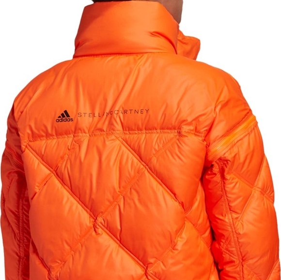Adidas By Stella McCartney Short Puffer Jacket In Orange Size XS - Picture 2 of 12